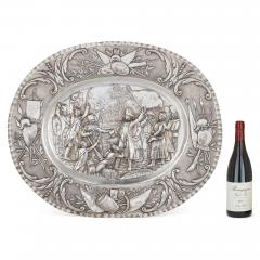  Georg Roth Co Oval shaped silver tray by Georg Roth Co embossed with a Napoleonic scene - 3517103