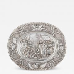  Georg Roth Co Oval shaped silver tray by Georg Roth Co embossed with a Napoleonic scene - 3520686