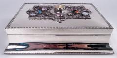  George Henry Cowell Rare English Edwardian Classical Sterling Silver Jeweled Box 1908 - 3984065