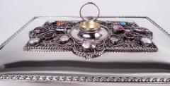  George Henry Cowell Rare English Edwardian Classical Sterling Silver Jeweled Box 1908 - 3984066