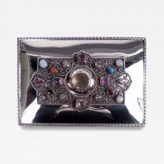  George Henry Cowell Rare English Edwardian Classical Sterling Silver Jeweled Box 1908 - 3985667