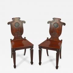  George Seddon Sons A pair of rare Regency mahogany hall chairs from the Bateson family - 3968370