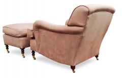  George Smith George Smith Distressed Light Beige Leather Armchair Club Chair With Ottoman - 2953328