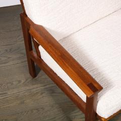  George Tanier Mid Century Modern Armchair in Hand Rubbed Teak and Holly Hunt Boucl Fabric - 3040513
