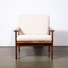  George Tanier Mid Century Modern Armchair in Hand Rubbed Teak and Holly Hunt Boucl Fabric - 3040515