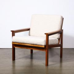  George Tanier Mid Century Modern Armchair in Hand Rubbed Teak and Holly Hunt Boucl Fabric - 3040516