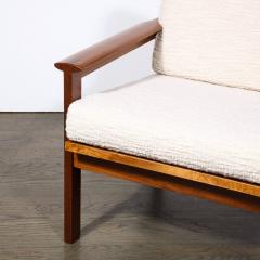  George Tanier Mid Century Modern Armchair in Hand Rubbed Teak and Holly Hunt Boucl Fabric - 3040519