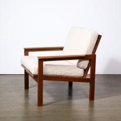  George Tanier Mid Century Modern Armchair in Hand Rubbed Teak and Holly Hunt Boucl Fabric - 3040558