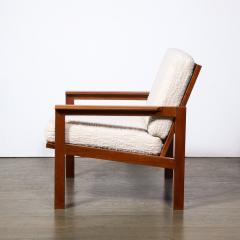  George Tanier Mid Century Modern Armchair in Hand Rubbed Teak and Holly Hunt Boucl Fabric - 3040560