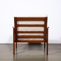  George Tanier Mid Century Modern Armchair in Hand Rubbed Teak and Holly Hunt Boucl Fabric - 3040565