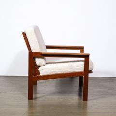  George Tanier Mid Century Modern Armchair in Hand Rubbed Teak and Holly Hunt Boucl Fabric - 3040571