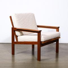  George Tanier Mid Century Modern Armchair in Hand Rubbed Teak and Holly Hunt Boucl Fabric - 3040578