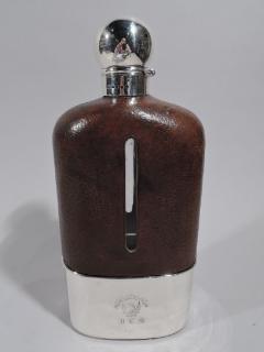  George Unite Jumbo Big Game Era English Sterling Silver Safari Flask 1888 - 3748955