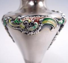  George W Shiebler Co Shiebler Victorian Rococo Sterling Silver Enamel Vase - 4117636