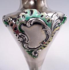  George W Shiebler Co Shiebler Victorian Rococo Sterling Silver Enamel Vase - 4117637