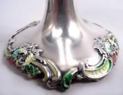  George W Shiebler Co Shiebler Victorian Rococo Sterling Silver Enamel Vase - 4117638