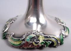  George W Shiebler Co Shiebler Victorian Rococo Sterling Silver Enamel Vase - 4117641