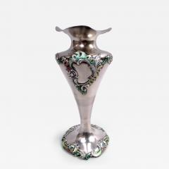  George W Shiebler Co Shiebler Victorian Rococo Sterling Silver Enamel Vase - 4120241