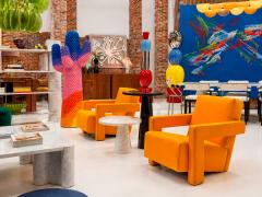  Gerrit Thomas Rietveld 20th Century Thomas Rietveld Orange Wool Fabric Pair Of Utrecht Armchairs 1935 - 4573063