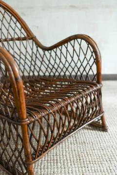  Gervasoni Pair Of Dark Finish Curved And Woven Bamboo Armchairs Attributed To Gervasoni - 3999248