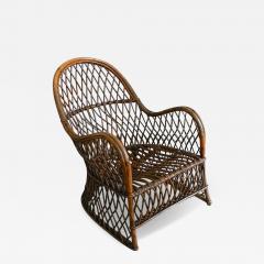  Gervasoni Pair Of Dark Finish Curved And Woven Bamboo Armchairs Attributed To Gervasoni - 4055875