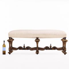  Gill Reigate English Tudor Style Carved and Gilt Walnut Bench C 1900  - 4662263