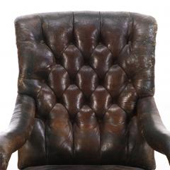  Gillows of Lancaster London An English Walnut and Tufted Leather Library Armchair by Gillows 19th C  - 4428437