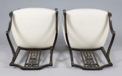  Gillows of Lancaster London Antique Pair George III Painted Open Armchairs - 3938600