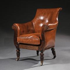  Gillows of Lancaster London FINE REGENCY SIMULATED ROSEWOOD AND BRASS INLAID LIBRARY BERGERE ARMCHAIR - 2830024