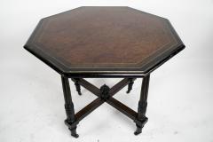  Gillows of Lancaster London Gillows attr Aesthetic Movement Ebonized Mahogany Centre Table with Amboyna top - 4191785