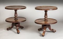  Gillows of Lancaster London Pair Low Mahogany Circular Sidetables Dumb Waiters - 1141197