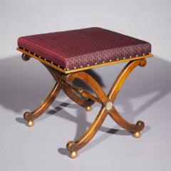  Gillows of Lancaster London Regency Parcel Gilt X Frame Stool with Brass Mounts after Design by Thomas Hope - 2561845