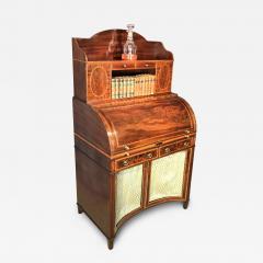  Gillows of Lancaster London Satinwood Inlaid Mahogany Cylindrical Writing Desk - 4483599