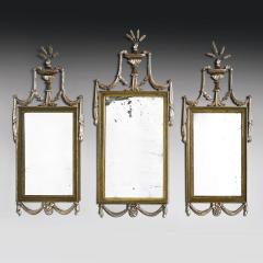  Gillows of Lancaster London Set of Three Gillows Of Lancaster 19th Century Silvered Green Painted Mirrors - 4317136