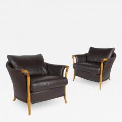  Giorgetti Giorgetti Progetti Series Peggy Lounge Chairs in Chocolate Brown Leather - 2404726