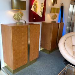  Giorgetti Pair of Wood and Brass Cabinets by Giorgetti Italy 1980s - 1319269