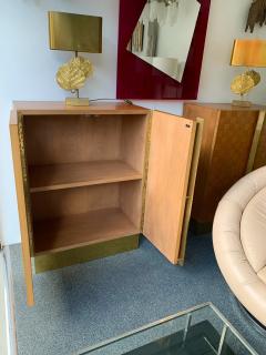  Giorgetti Pair of Wood and Brass Cabinets by Giorgetti Italy 1980s - 1319273