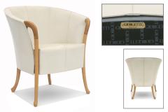  Giorgetti Progetti Beech Wood and Off White Leather Armchair by Giorgetti - 3903511