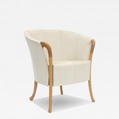  Giorgetti Progetti Beech Wood and Off White Leather Armchair by Giorgetti - 3907510