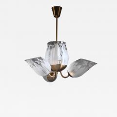  Gl ssner Glossner three armed brass and glass chandelier - 2740324