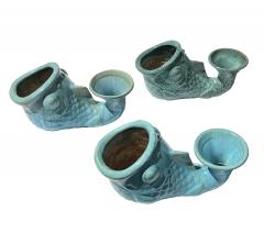  Gladding McBean Assembled Group of Three Gladding McBean Style Koi Fish Vessels Planters - 4302183