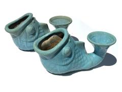  Gladding McBean Assembled Group of Three Gladding McBean Style Koi Fish Vessels Planters - 4302200