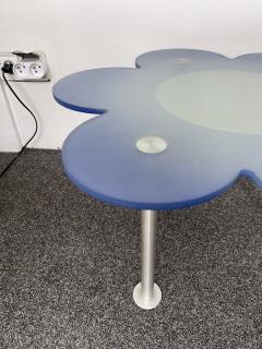  Glas Italia Blue Daisy Flower Glass Table by Glas Italia Italy 1990s - 2556595