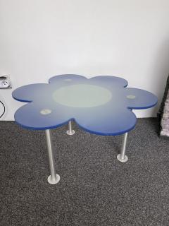  Glas Italia Blue Daisy Flower Glass Table by Glas Italia Italy 1990s - 2556597