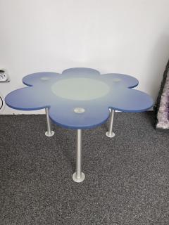  Glas Italia Blue Daisy Flower Glass Table by Glas Italia Italy 1990s - 2556603