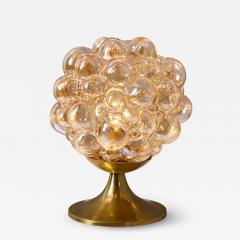  Glash tte Limburg 1960s Helena Tynell Amber Bubble Glass Brass Table Lamp for Limburg - 4287661