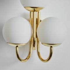  Glash tte Limburg Large Pair of 1960s 3 Arm Glass Brass Wall Lamps for Limberg - 2717301