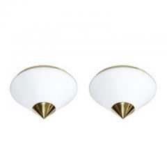  Glash tte Limburg Mid Century Frosted Glass Conical Flush mounts w Brass Fittings by Limburg - 4490031