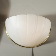  Glash tte Limburg Mid Century Scalloped Molded Frosted Glass Sconces signed Glash tte Limburg - 4347640