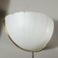  Glash tte Limburg Mid Century Scalloped Molded Frosted Glass Sconces signed Glash tte Limburg - 4347641